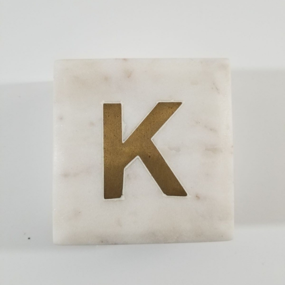 Marble Style Gold K Initial Box